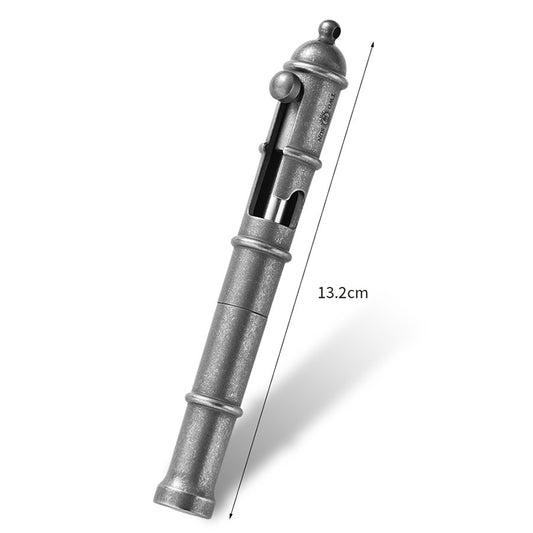 Stone Washed Barrel-Shaped Titanium Alloy Tactical Pen, Bolt Switch Design, Suitable For EDC Outdoor And Signature Use