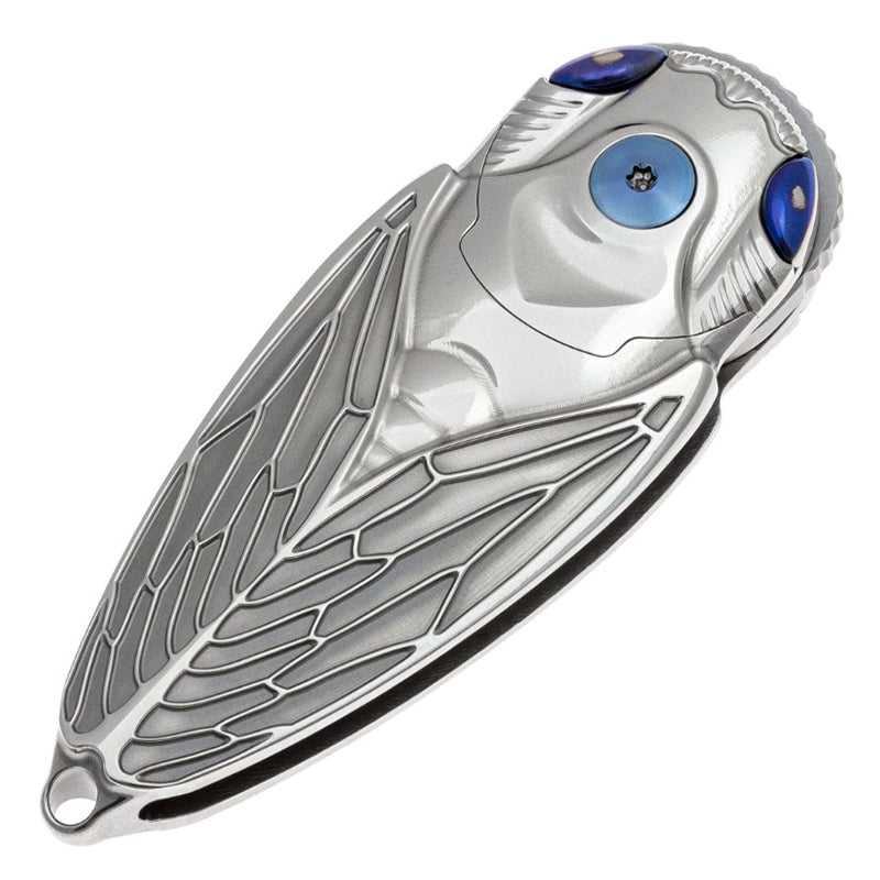 Rike Knife Titanium Alloy Primary Color Folding Knife M390 Steel Knife Cicada Design Edc Pocket Knife With Necklace Hole