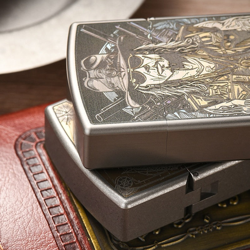 Western Denim Pattern Titanium Alloy Lighter Shell, Without Movement