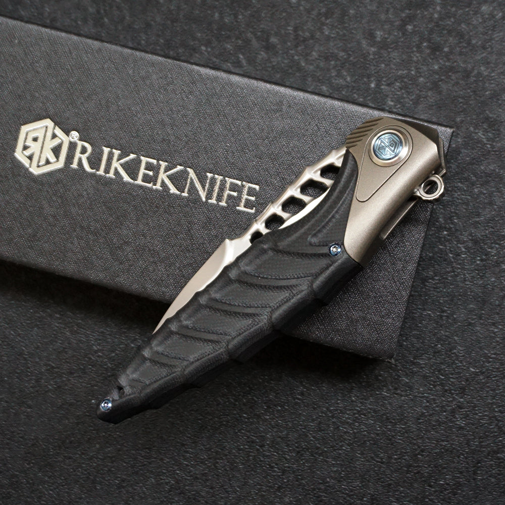Rike Knife Folding knife Thor7 Pocket Knife Titanium/G-10 Black