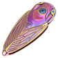 Rike Knife Titanium Alloy Folding Knife M390 Steel Blade Cicada Design EDC Pocket Knife With Necklace Hole Durable Daily Carry Tool（Pink）