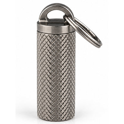Pure Titanium Mini Medicine Box With Stainless Steel Key Ring, Keychain Pendant