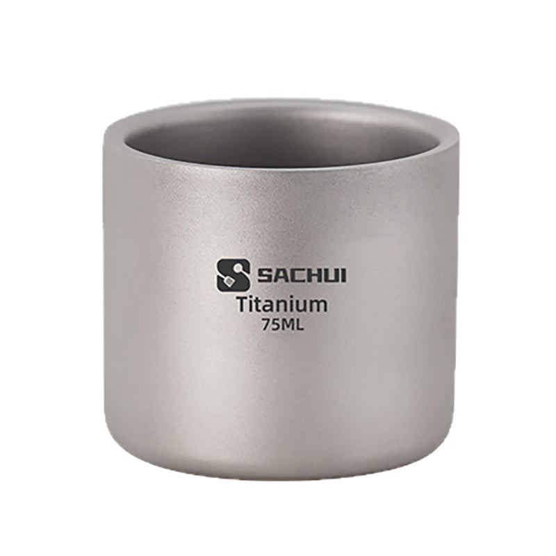 Pure Titanium 75ML Double-Layer Anti-Scalding Portable Tea Cup Set