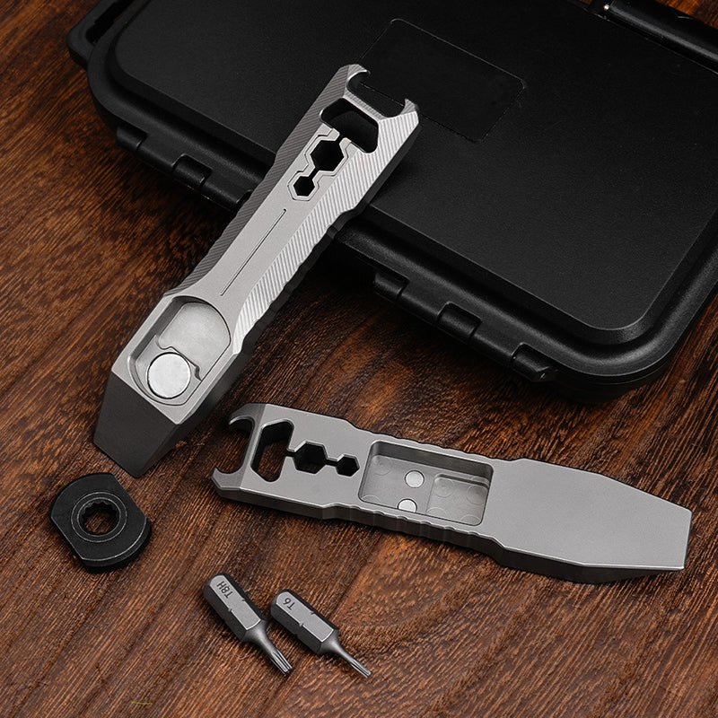 Titanium Alloy Crowbar Ratchet Screwdriver Multifunctional EDC Tool Bottle Opener