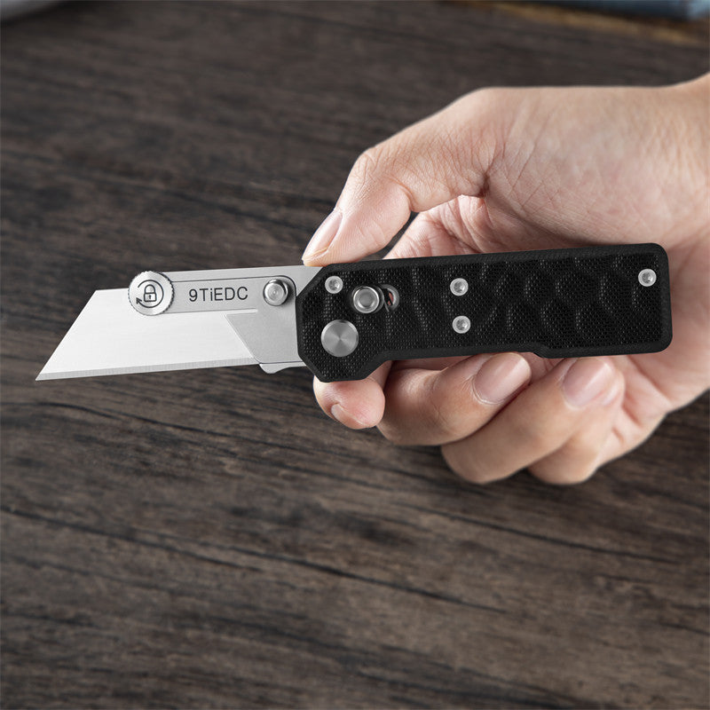 9Ti EDC Concave-Convex Pattern G10 Handle Utility Knife with 10 Blades Suitable for EDC and Outdoor Use
