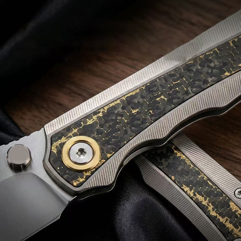 Titanium Alloy Carbon Fiber Folding Knife M390 Blade EDC Equipment
