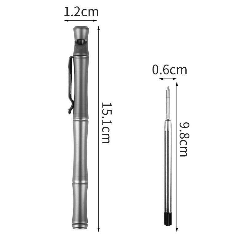 Bamboo multifunctional titanium alloy ballpoint pen tip with whistle