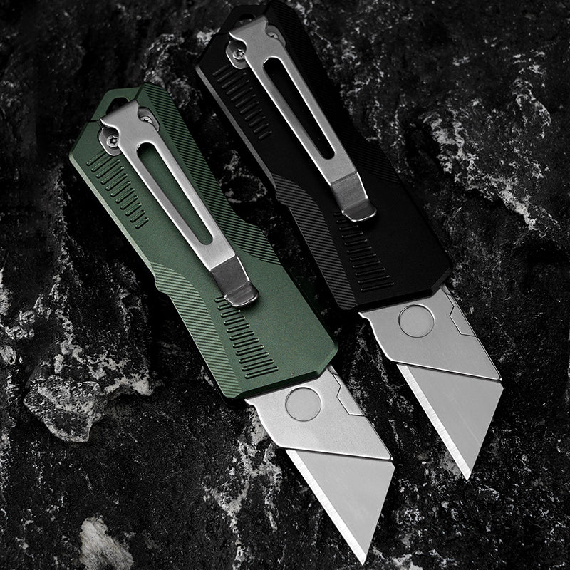Mini Portable Utility Knife With Black Aluminum Alloy Handle & Detachable 420 Stainless Steel Blade