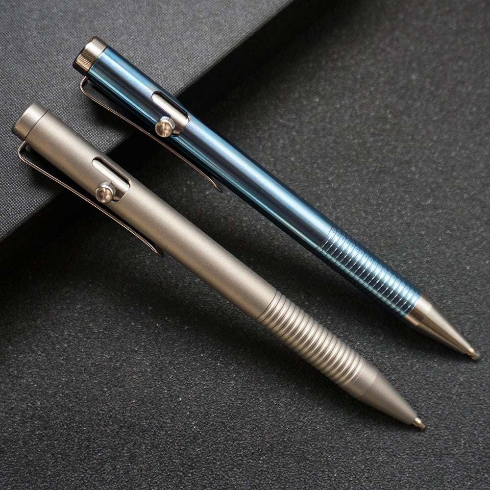 Titanium Bolt Action Pen Writing Pen with G2 black ink Refill ZSB010 Gray