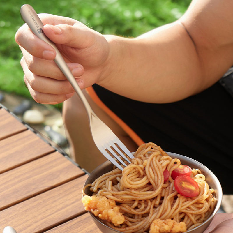 Pure Titanium Camping Fork, Spoon And Chopsticks Set Outdoor Portable Titanium Tableware