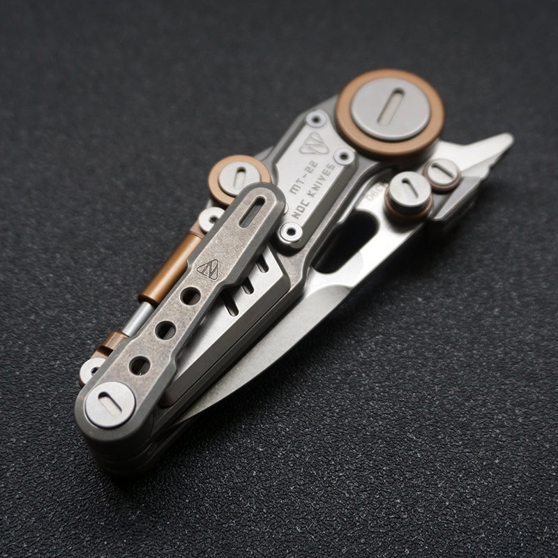 NOC KNIVES MT-22 Mini S-08 Titanium Folding Knife M390 Steel Portable EDC Tool（gray）