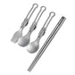 Pure Titanium 4-Piece Folding Tableware Set, Portable Outdoor Camping Titanium Utensils