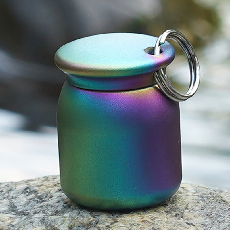Color Titanium Alloy Waterproof Warehouse Keychain Pendant, Travel Sub-Packing Medicine Box