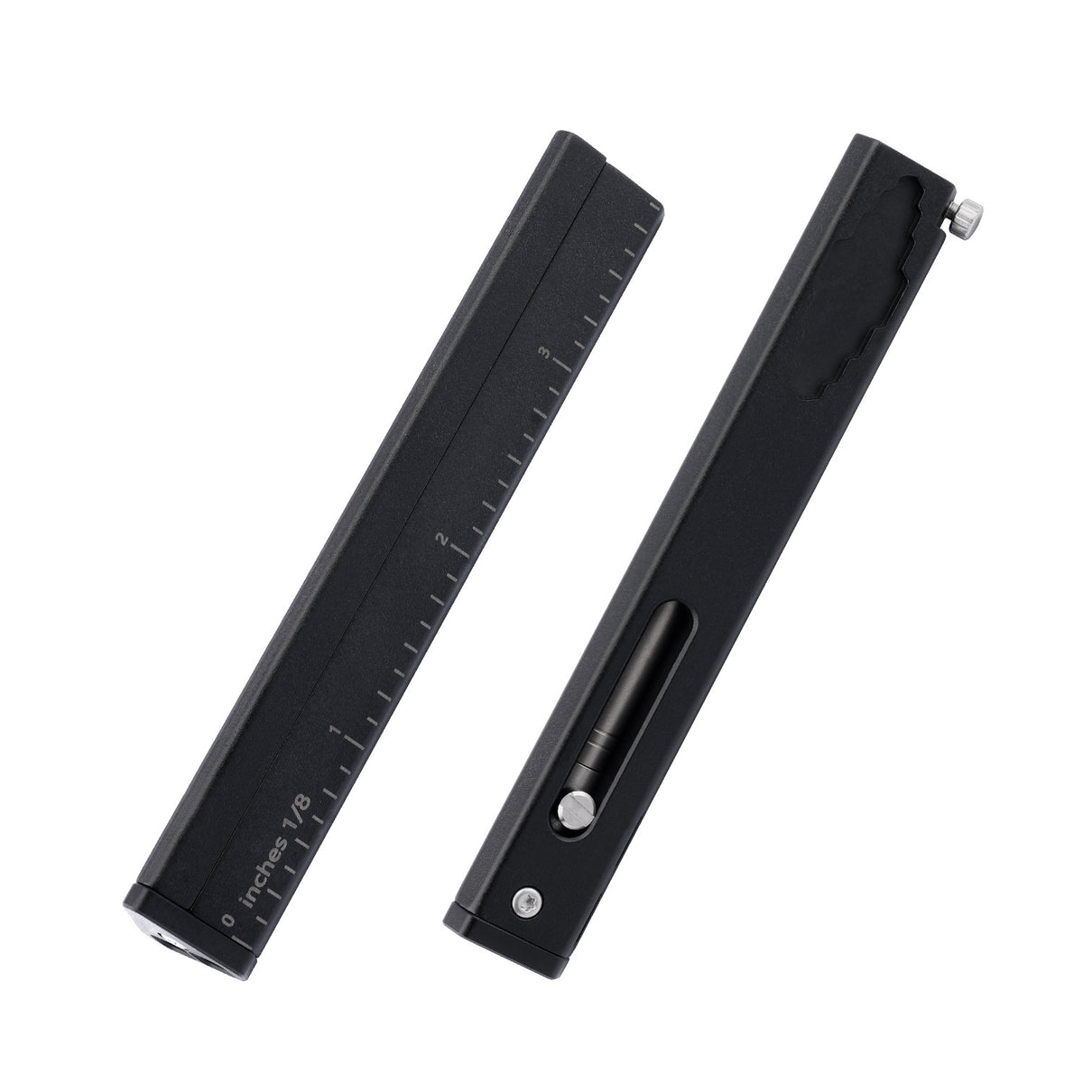 Titanium Alloy Multifunctional Tool Ruler, Built-In Pencil, Black