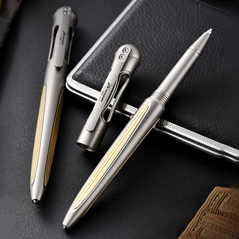 Brass Titanium Alloy Tactical Pen Multifunctional Portable EDC Equipment（Sand blasting）
