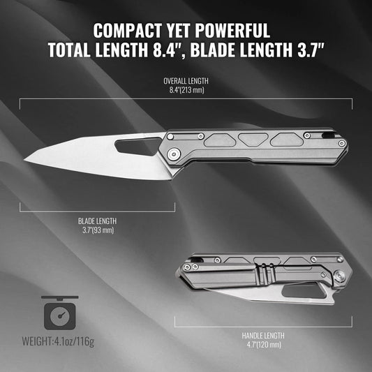TACRAY Gray Titanium Alloy Handle EDC Folding Knife - 10Cr15MoV Blade For Outdoor Camping & Everyday Carry