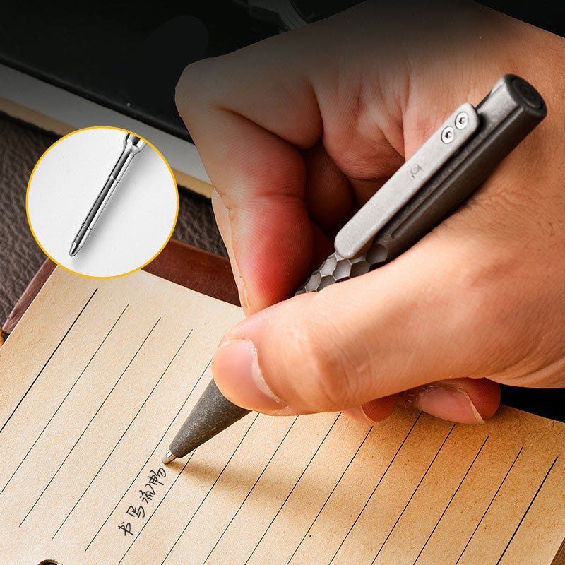 Titanium alloy signature pen, pull-out switch, with a back clip design, lightweight pocket for carrying