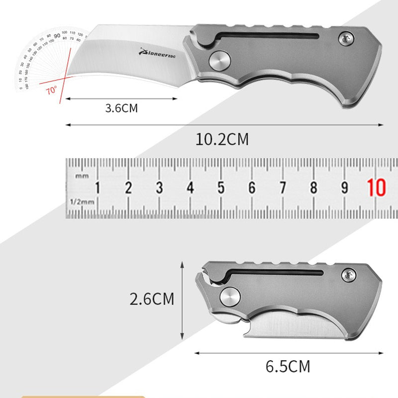 Titanium Alloy Mini Folding Knife 14C28N Blade EDC Outdoor Portable Tool