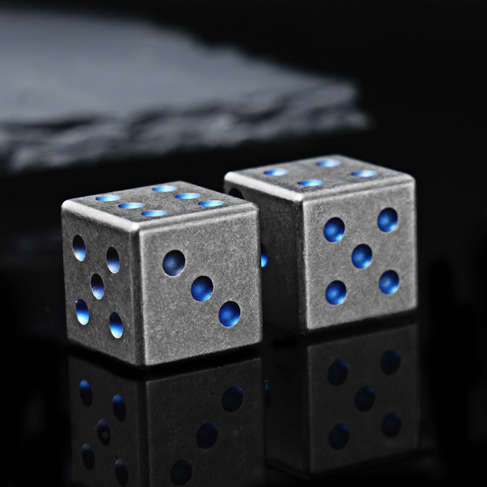 Titanium Alloy Solid Dice EDC Decompression Toy Key Necklace Pendant
