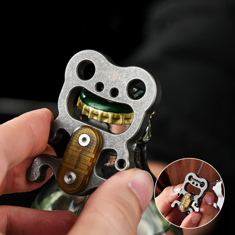 Multifunctional Titanium Alloy Crowbar ,EDC Tool, Titanium Alloy Bottle Opener, Frog Shape Portable Ornaments, Outdoor Tools