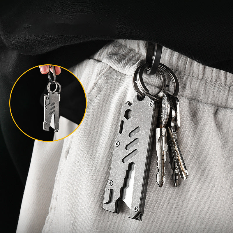 Titanium Alloy Multifunctional EDC Utility Knife – Replaceable Blade, Bottle Cap Opener & Gadget Repair Tool