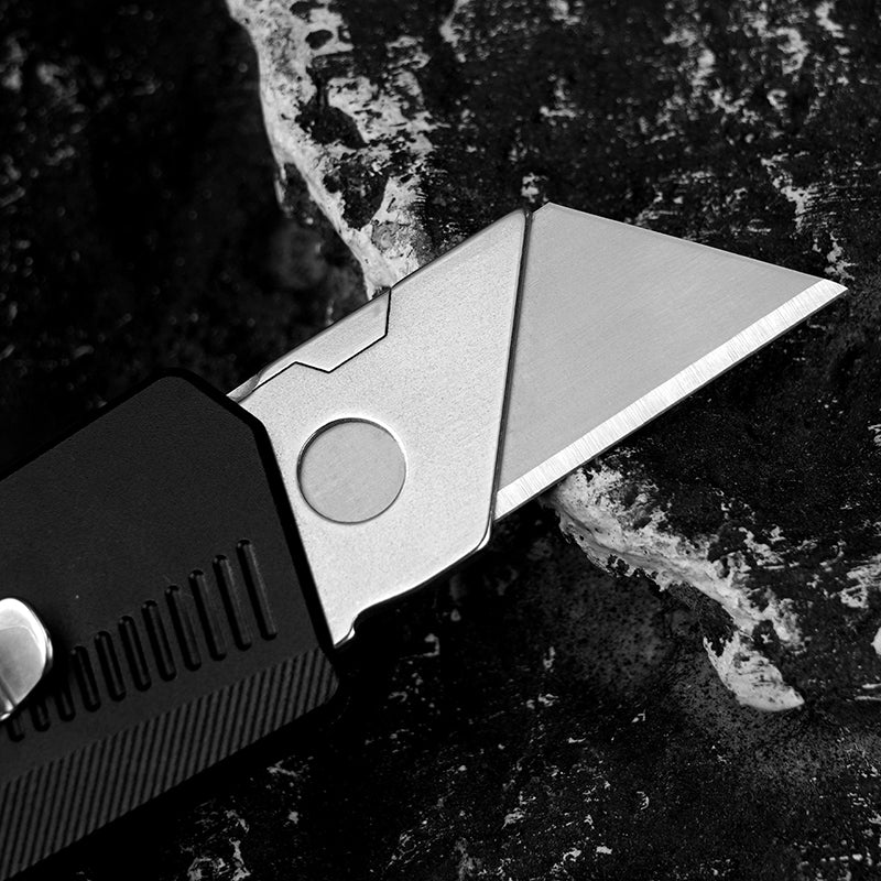 Mini Portable Utility Knife With Black Aluminum Alloy Handle & Detachable 420 Stainless Steel Blade