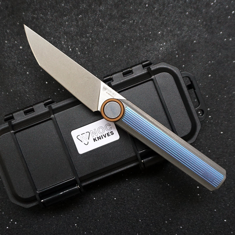 NOC Knives MT-20 Titanium Handle Folding Knife M390 Powder Steel Blade(Blue)