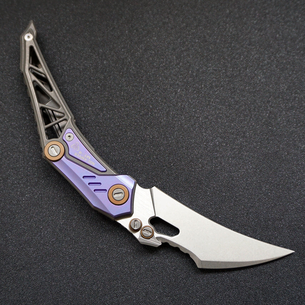 NOC KNIVES MT-18 Folding Knife M390 Steel Blade Titanium Handle EDC Pocket Knife（Purple）