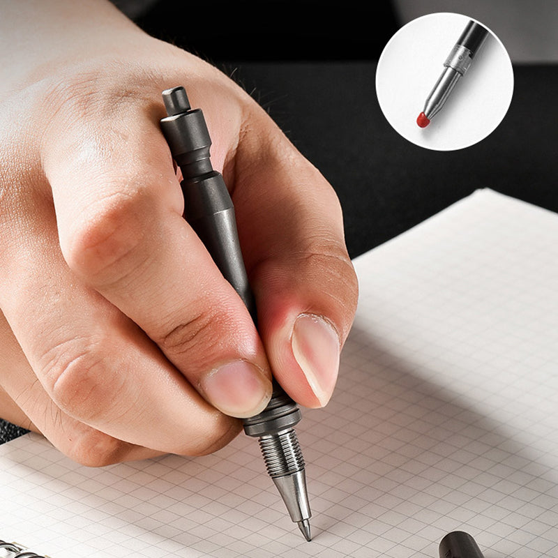 Mini titanium alloy ballpoint pen can be extended, the pen body can be used as a massage stick, suitable for outdoor EDC
