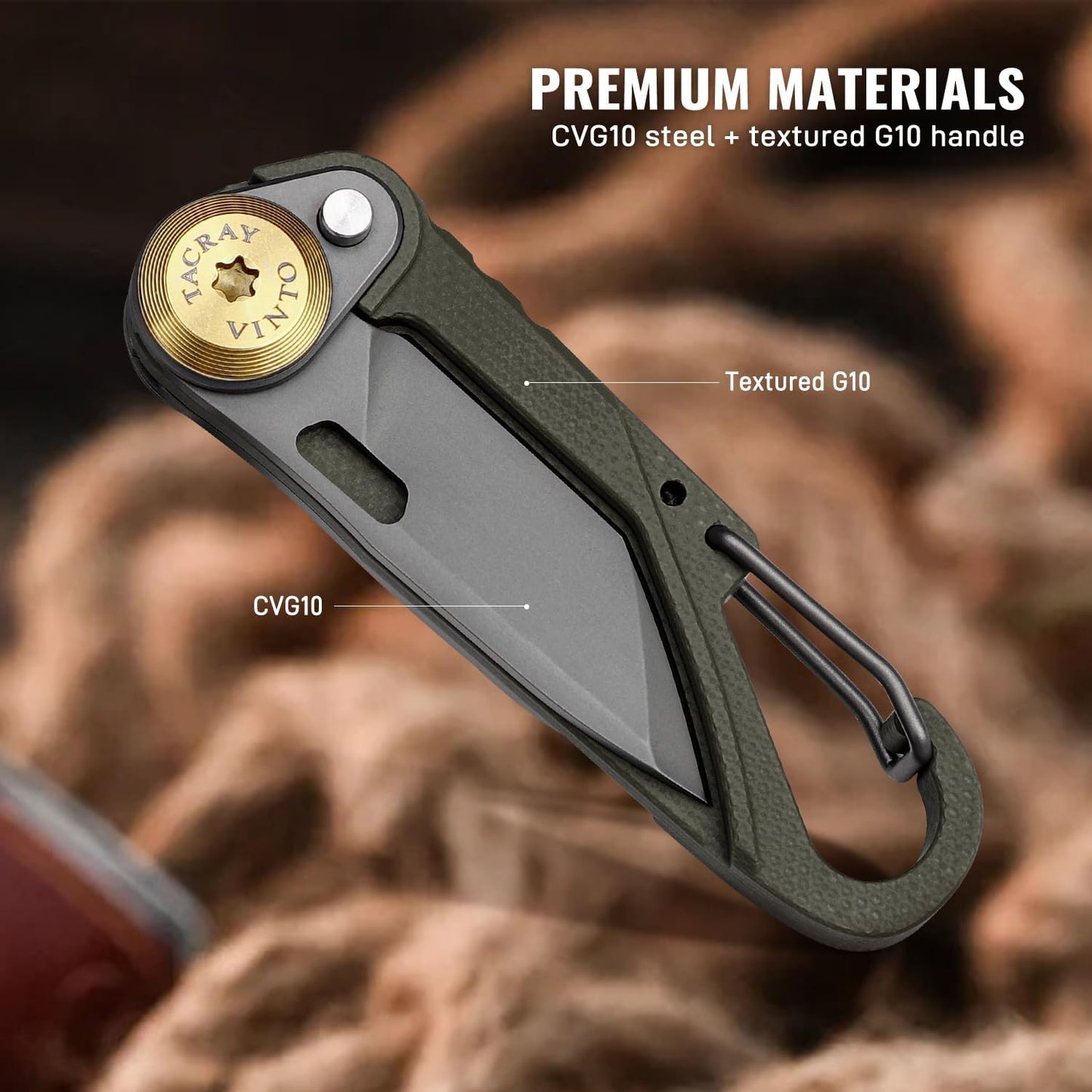 TACRAY Vinto Army Green Multifunctional Folding Knife EDC Hanging Buckle With Bottle Opener For Outdoor Camping