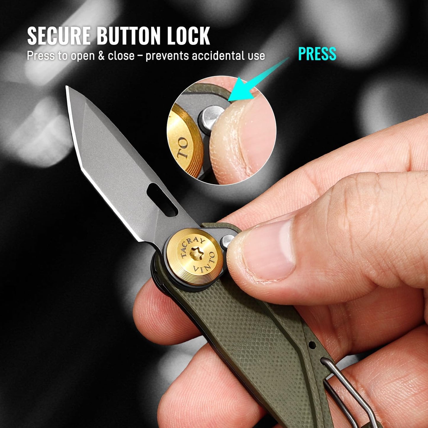 TACRAY Vinto Army Green Multifunctional Folding Knife EDC Hanging Buckle With Bottle Opener For Outdoor Camping