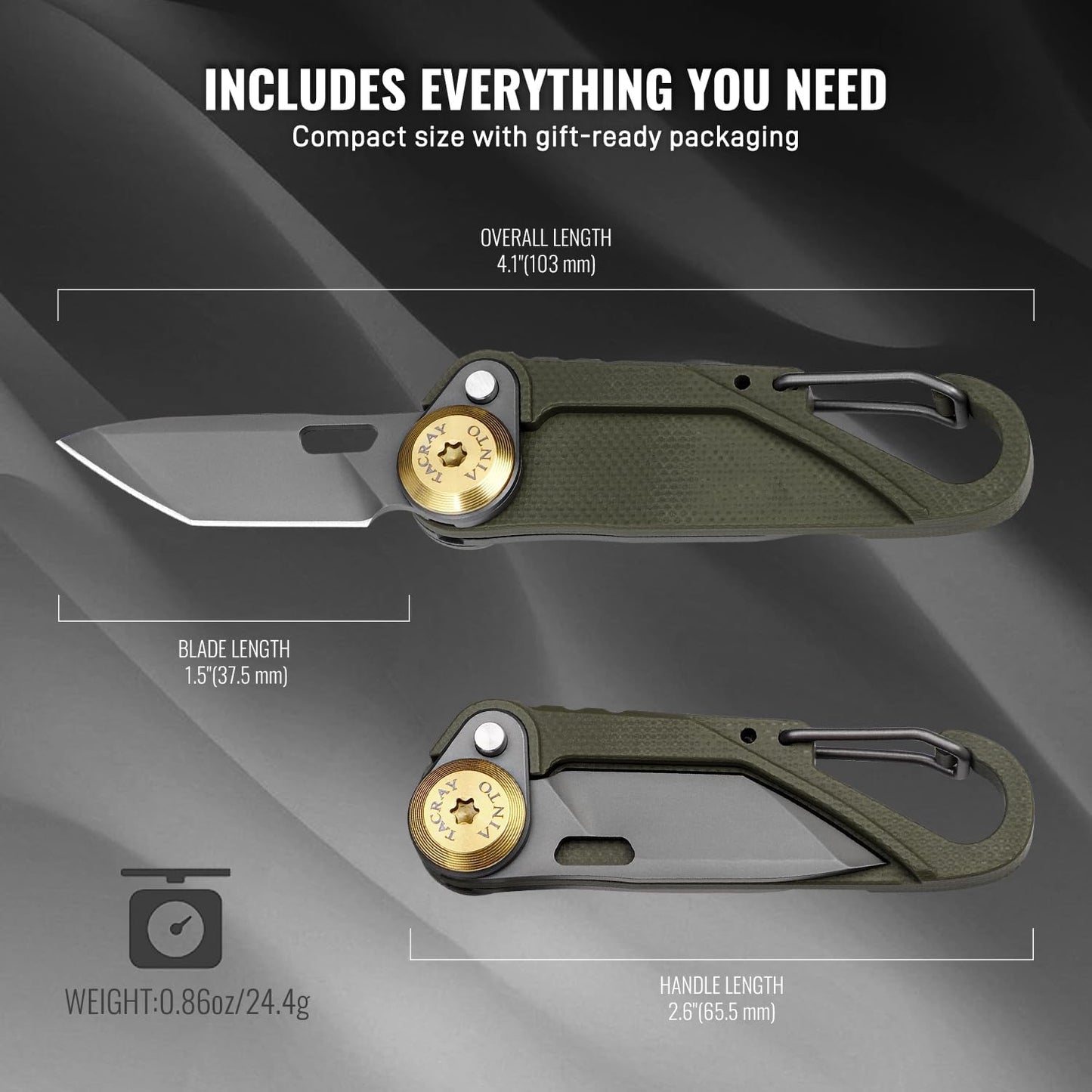 TACRAY Vinto Army Green Multifunctional Folding Knife EDC Hanging Buckle With Bottle Opener For Outdoor Camping