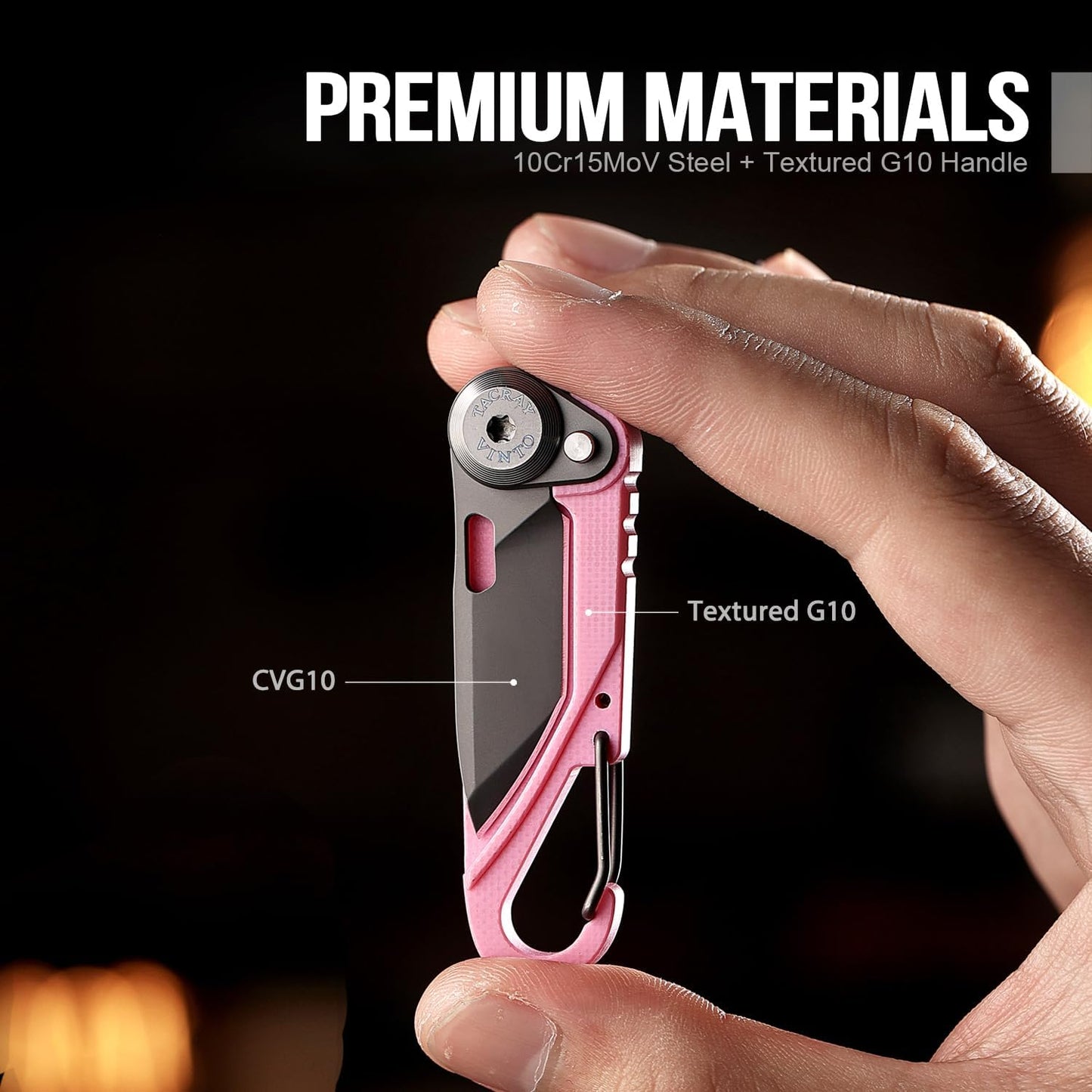 TACRAY Vinto Pink Multifunctional Folding Knife EDC Hanging Buckle With Bottle Opener For Outdoor Camping