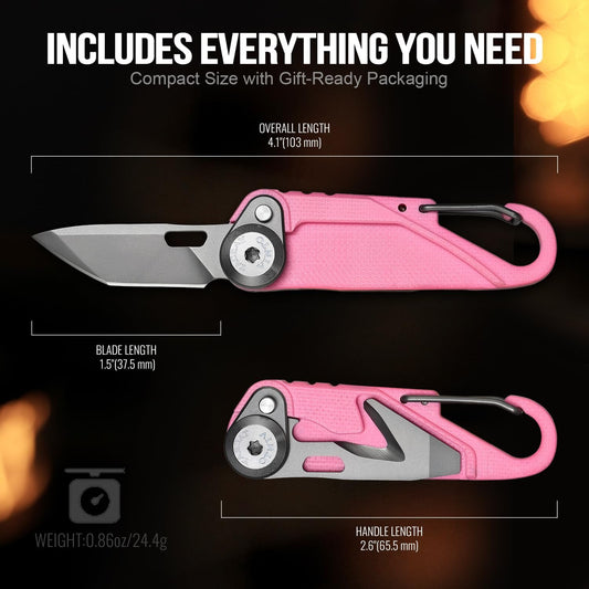 TACRAY Vinto Pink Multifunctional Folding Knife EDC Hanging Buckle With Bottle Opener For Outdoor Camping