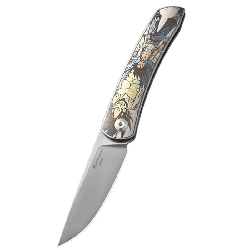Exquisite Pattern Titanium Alloy Folding Knife M390 Blade Material Suitable For Outdoor Portable EDC Tools, Gift Collection
