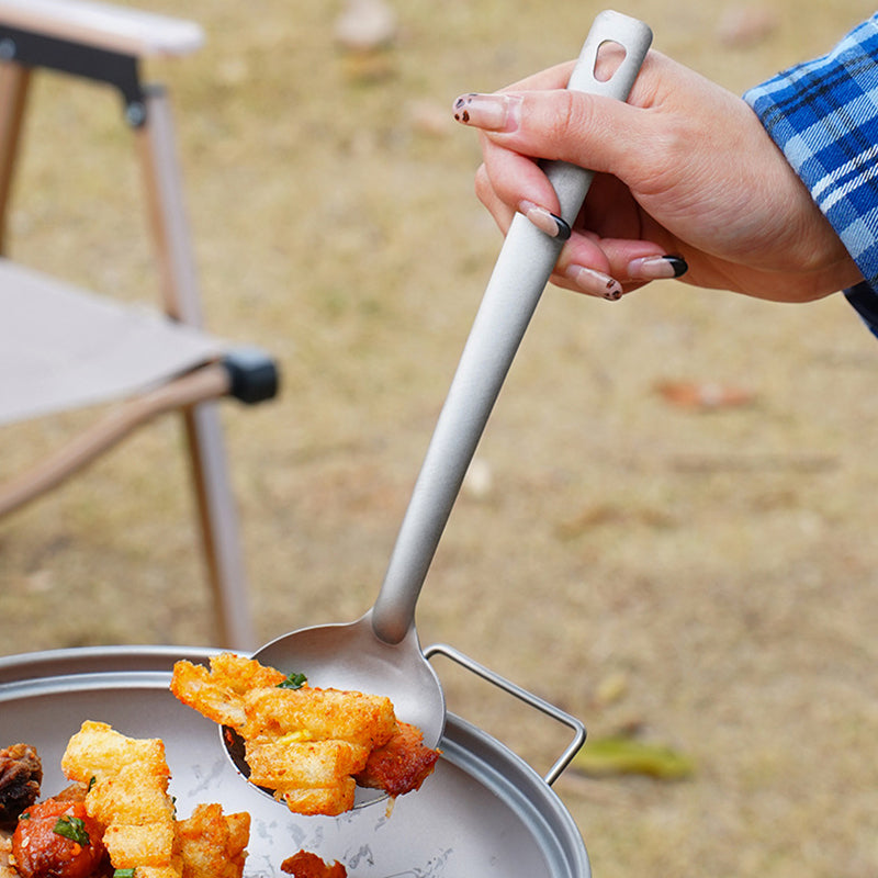 Pure titanium soup spoon colander set outdoor camping long handle household spoon