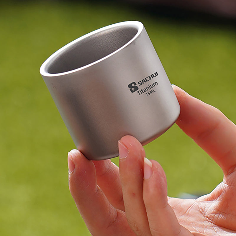 Pure Titanium 75ML Double-Layer Anti-Scalding Portable Tea Cup Set