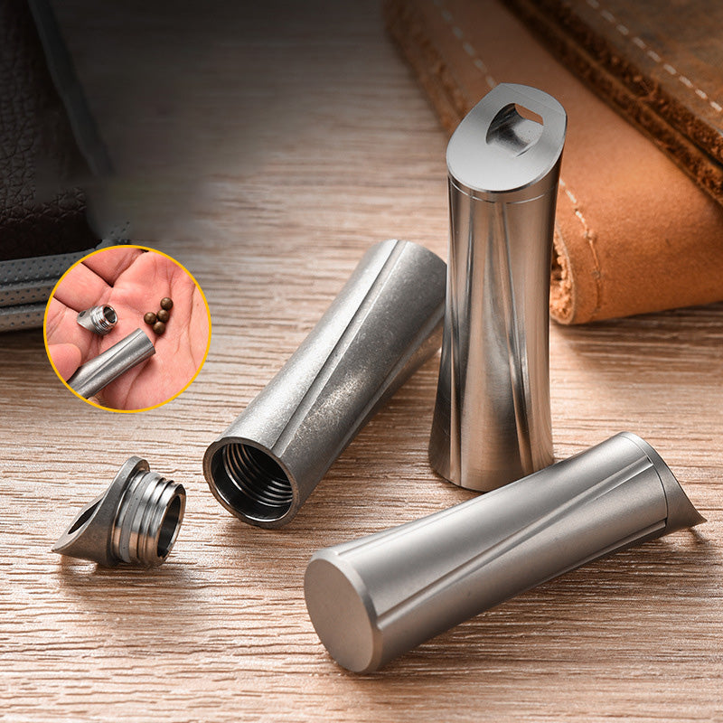 Titanium Alloy Mini Waterproof Medicine Box Moisture-Proof Sealed Cabin Outdoor Portable Storage Medicine Box EDC Portable Storage Bottle