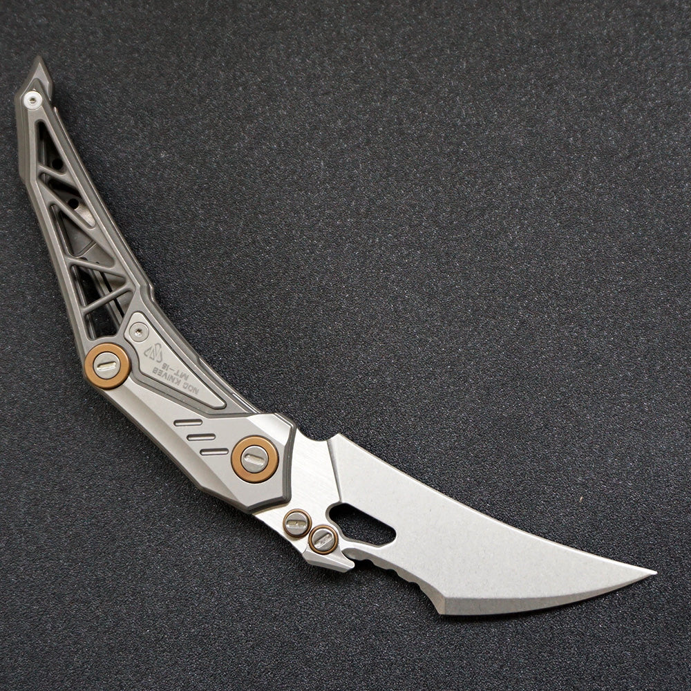 NOC KNIVES MT-18 Folding Knife M390 Steel Blade Titanium Handle EDC Pocket Knife（Gray）