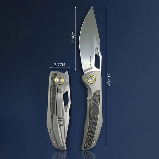 Carbon Fiber Titanium Alloy Folding Knife M390 Steel Blade Outdoor Portable EDC Tool