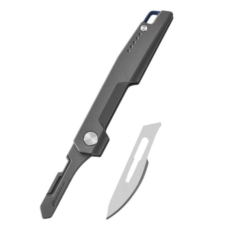 Titanium Alloy Multifunctional EDC Utility Knife With 10 Pcs No.24 Blades