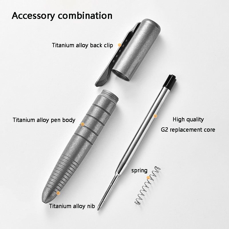 Titanium alloy tactical pen, pull bolt switch, essential for multi-function outdoor EDC