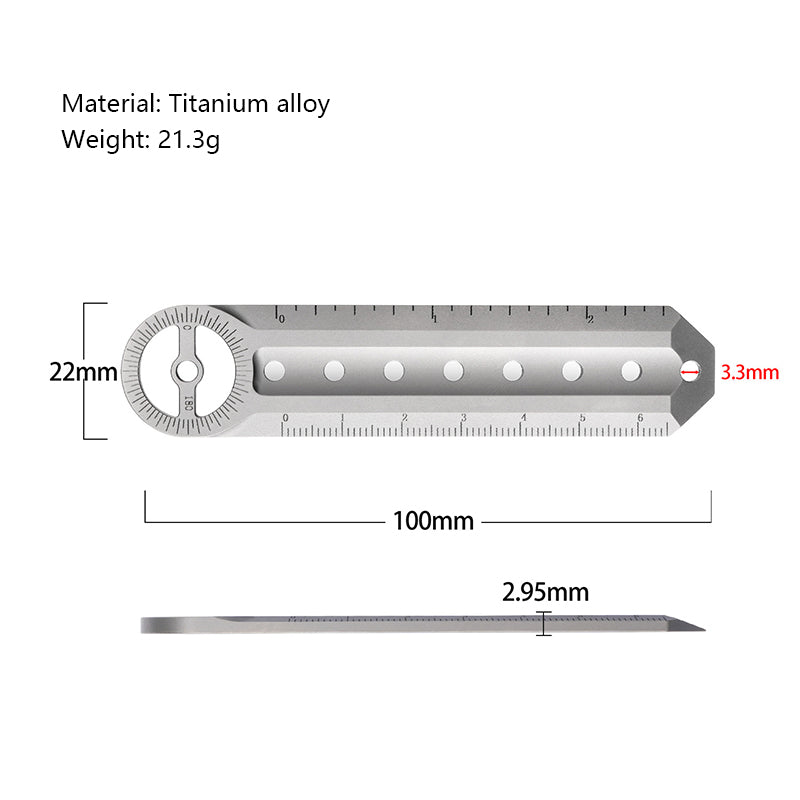 Titanium Alloy Multifunctional Ruler Outdoor Edc Equipment Portable Waist Hanging Crowbar