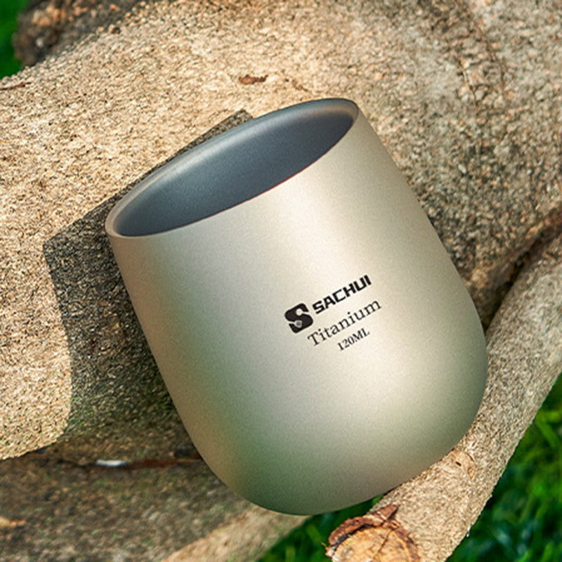 120Ml Pure Titanium Double-Layer Big Belly Cup, Portable Tea & Coffee Cup For Outdoor Picnic