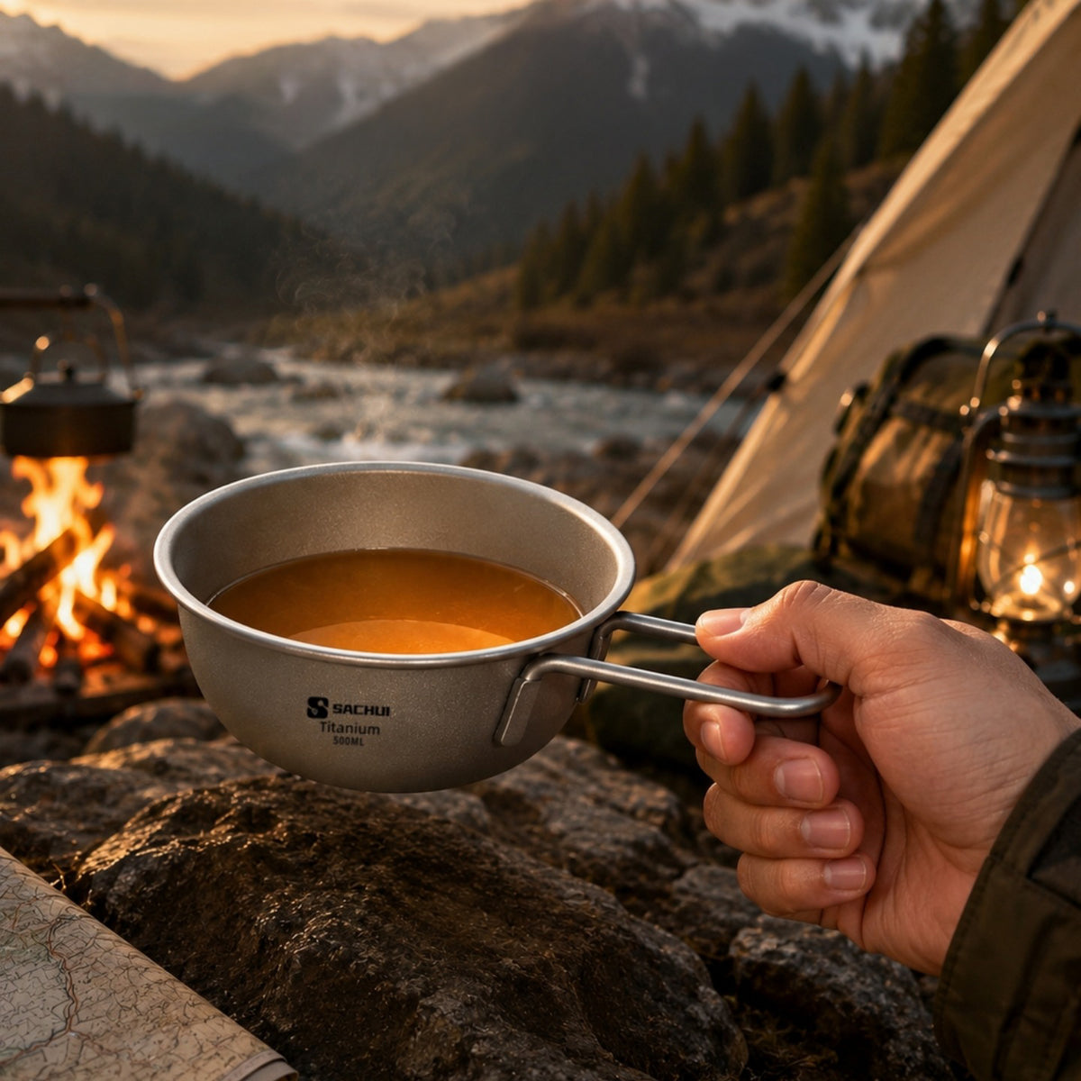 Pure Titanium Snow Peak Bowl 500Ml, Large Capacity Lightweight Portable Camping Bowl