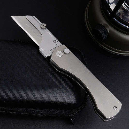 Titanium Alloy Folding Utility Knife Can Clip The Belt Out Of The Box Manual Cutting Tool