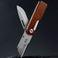 Outdoor Multifunctional Folding Utility Knife, Solid Wood Handle Stainless Steel Blade Portable EDC Cutting Tool