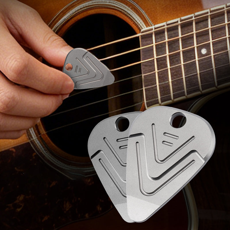 Titanium Alloy Guitar Pick Necklace Pendant, Playable Metal Pick, Multifunctional Portable Mini Crowbar