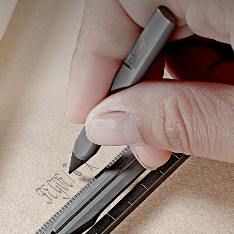 Titanium Alloy Multifunctional Ruler, Built-In Pencil Scale, Edc Crowbar, Outdoor Portable Tool