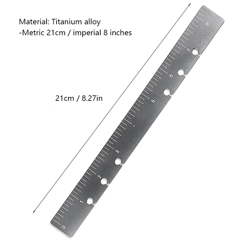 Gray Titanium Alloy Ruler Thickened 21 Cm Student Stationery Measuring Tool Drawing Feet